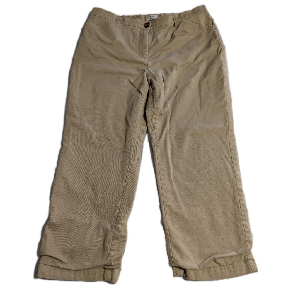L.L. Bean Womens Classic‎ Fit Khaki Pants Size 18P Stretch Petite 26.5 Inseam